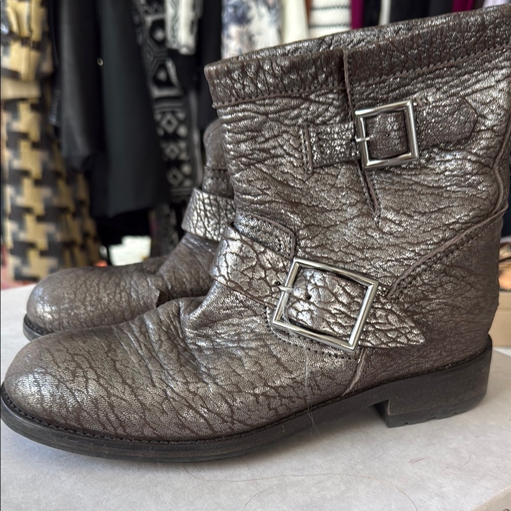 Jimmy Choo moto Youth Metallic Ankle Boots